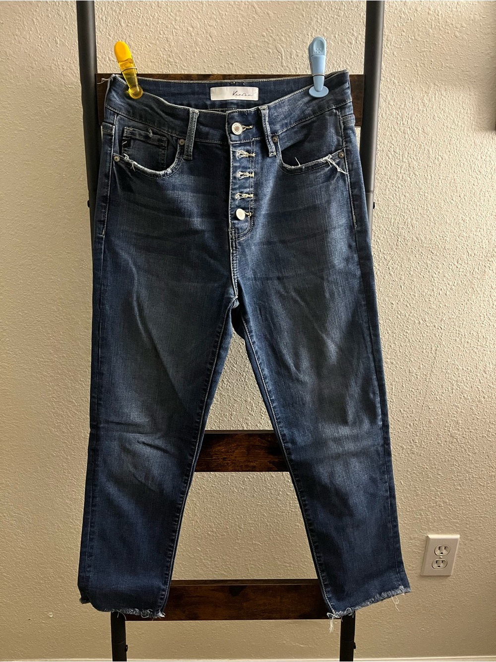 Women’s KanCan Dark Blue High-Rise Button-Fly Jeans